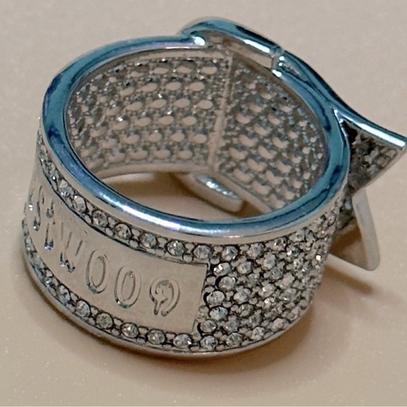 Sold out Vivienne Westwood silver tone crystal pave sparkly band Ring - Picture 7 of 10